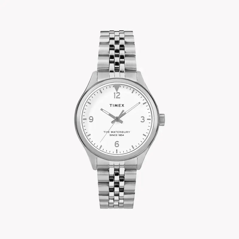 Timex Women's Silver Stainless Steel Watch, White Dial | Tw2r69400 by TIMEX