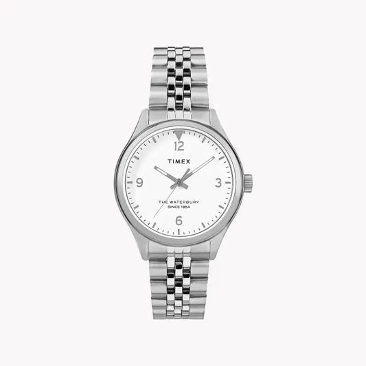 Timex Women's Silver Stainless Steel Watch, White Dial | Tw2r69400 by TIMEX