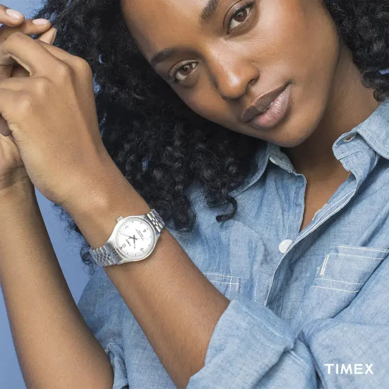 Timex Women's Silver Stainless Steel Watch, White Dial | Tw2r69400 by TIMEX