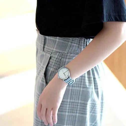 Timex Women's Blue Leather Watch, White Dial | Tw2r70300 by TIMEX