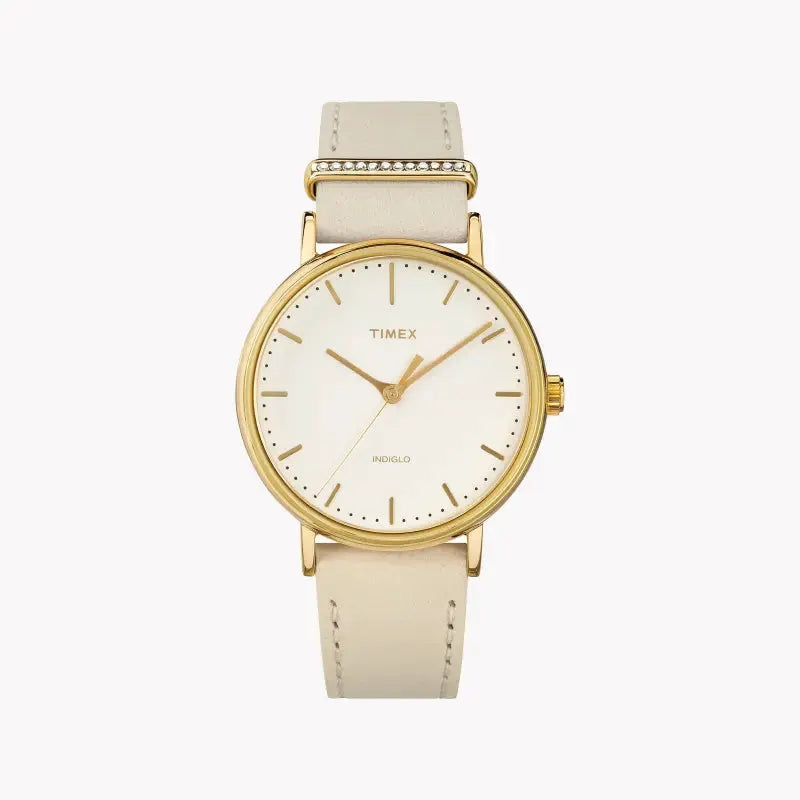 Timex Women's White Leather Watch, Off White Dial | Tw2r70500 by TIMEX