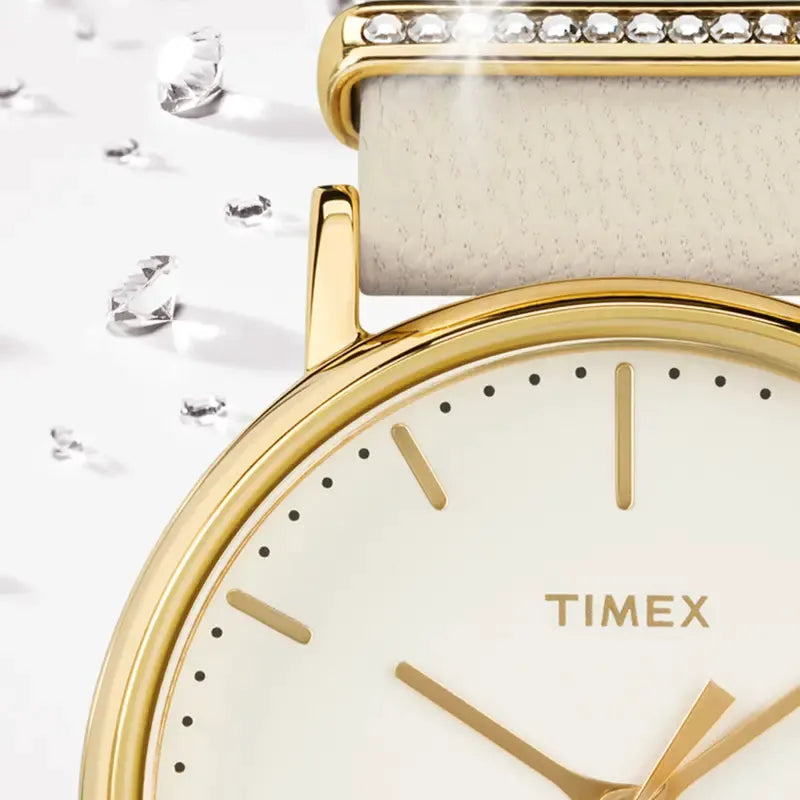Timex Women's White Leather Watch, Off White Dial | Tw2r70500 by TIMEX