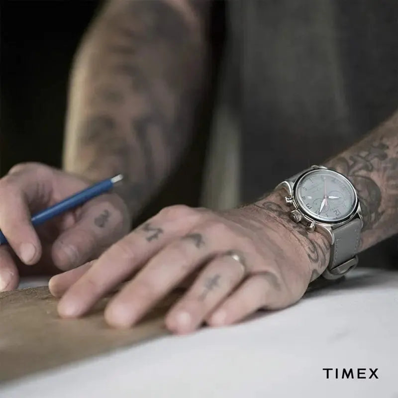 Timex Unisex Stainless Steel Gray Leather Watch, Gray Dial | Tw2r70700 by TIMEX