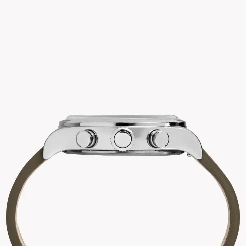 Timex Men's Green Leather Watch, Off White Dial | Tw2r70800 by TIMEX
