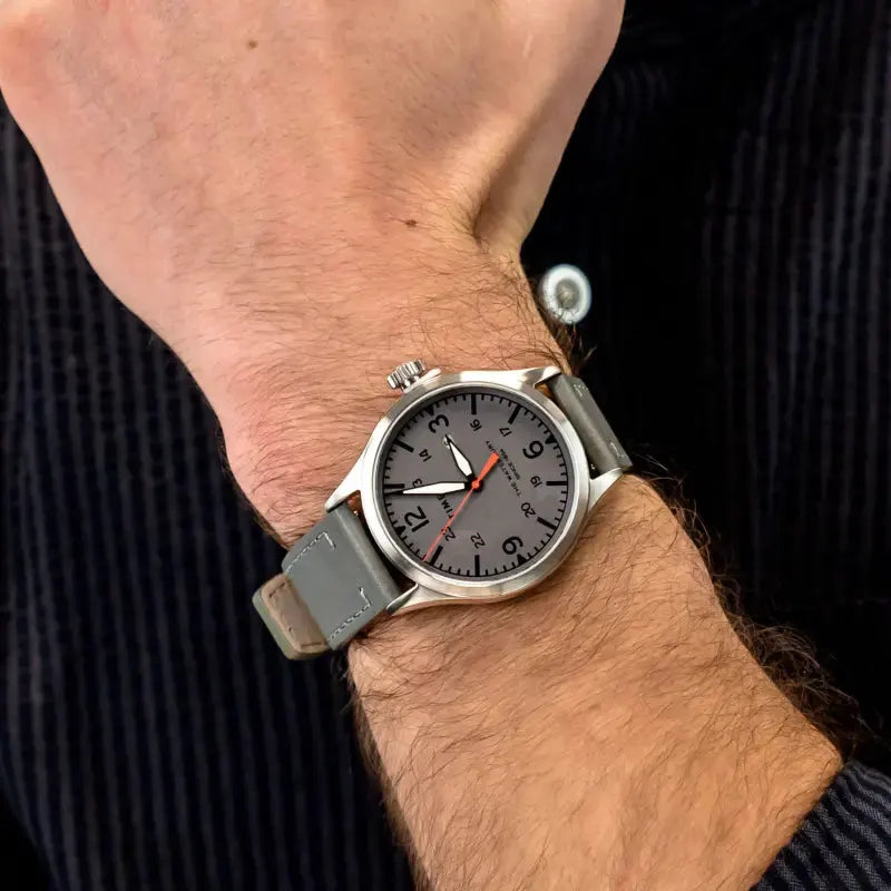 Timex Unisex Gray Leather Watch, Gray Dial | Tw2r71000 by TIMEX