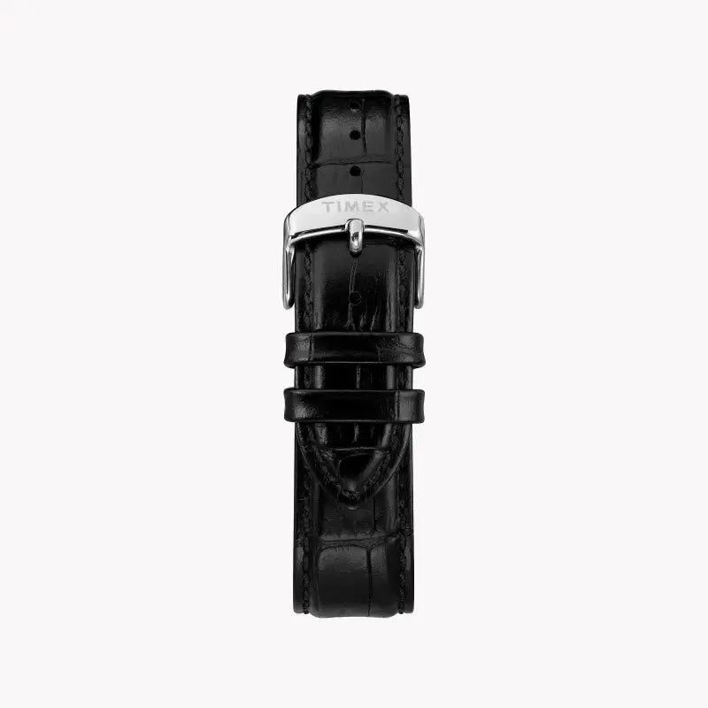 Timex Men's Black Leather Watch, White Dial | Tw2r71300 by TIMEX
