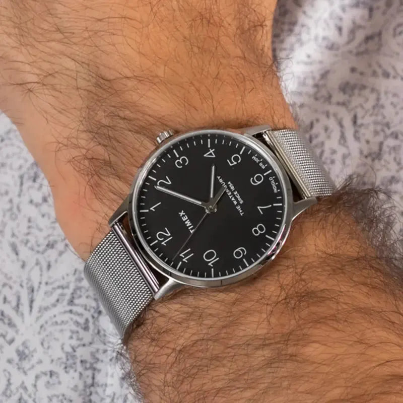 Timex Men's Silver Stainless Steel Watch, Black Dial | Tw2r71500 by TIMEX