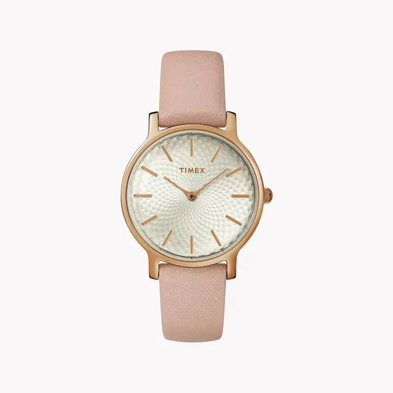 Timex Women's Pink Leather Watch, Silver Dial | Tw2r85200 by TIMEX