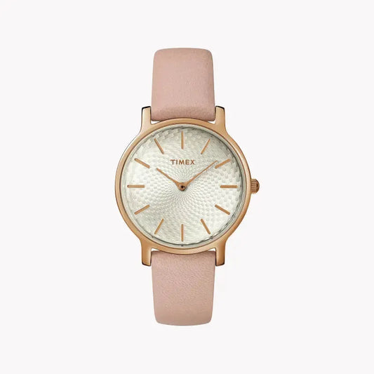 Timex Women's Pink Leather Watch, Silver Dial | Tw2r85200 by TIMEX