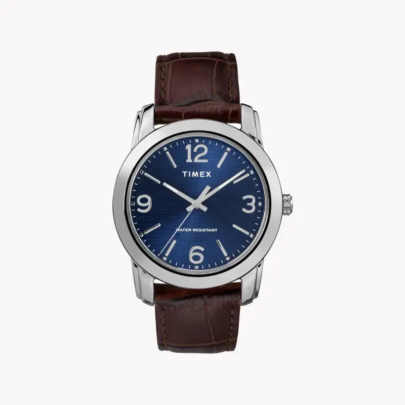 Timex Men's Blue Dial Watch, Brown Leather Strap | Tw2r86800 by TIMEX
