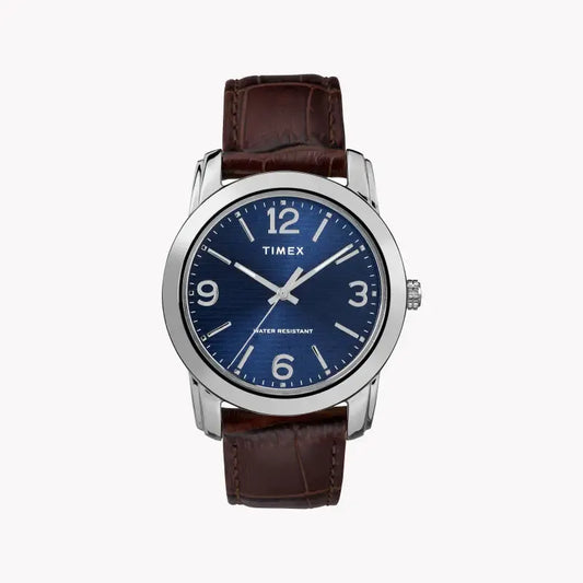 Timex Men's Blue Dial Watch, Brown Leather Strap | Tw2r86800 by TIMEX