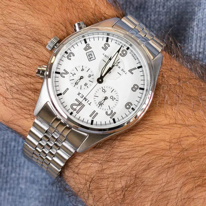 Timex Men's Silver Stainless Steel Watch, White Dial | Tw2r88500 by TIMEX