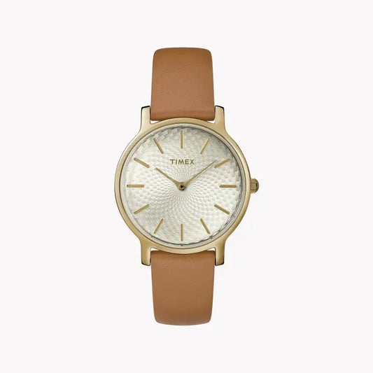Timex Women's Tan Leather Watch, Silver Dial | Tw2r91800 by TIMEX