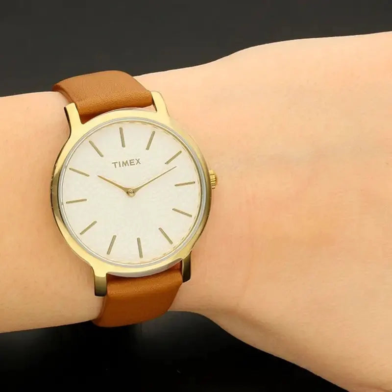 Timex Women's Tan Leather Watch, Silver Dial | Tw2r91800 by TIMEX