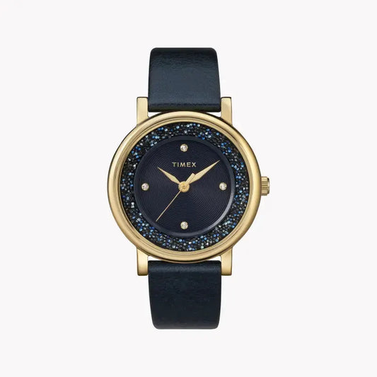 Timex Women's Blue Leather Watch, Crystal Details | Tw2r93100 by TIMEX