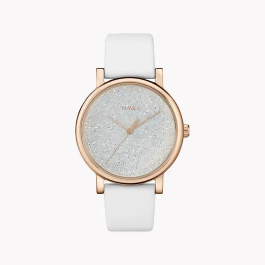 Timex Women's White Leather Watch, Rose Gold Case | Tw2r95000 by TIMEX