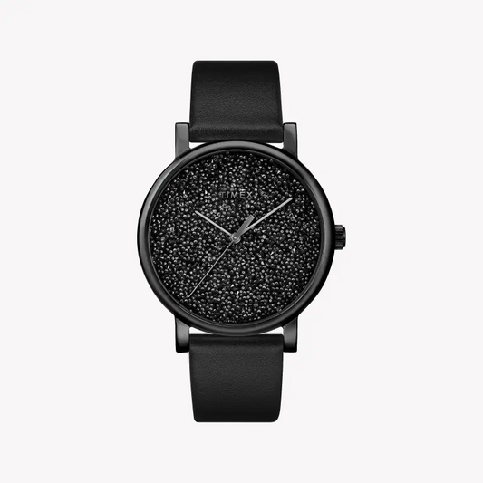 Timex Women's Black Leather Watch, Black Dial | Tw2r95100 by TIMEX