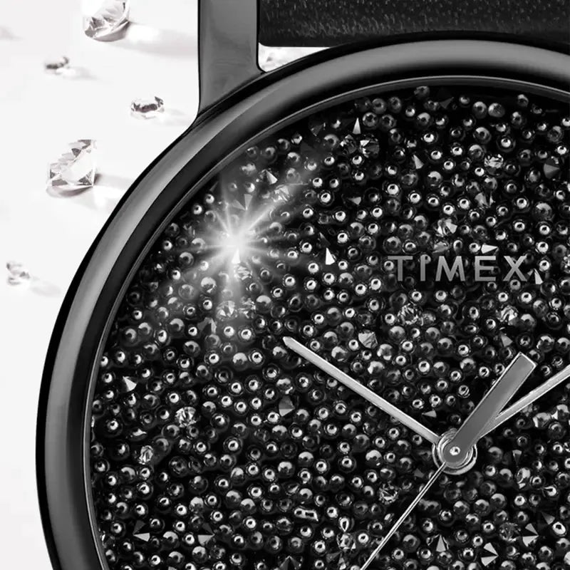 Timex Women's Black Leather Watch, Black Dial | Tw2r95100 by TIMEX