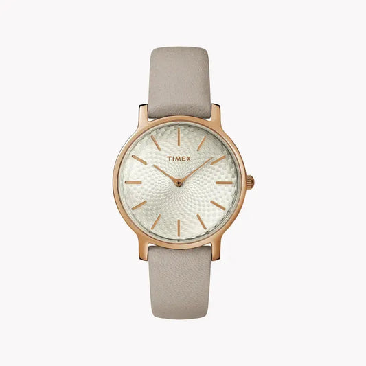 Timex Women's Gray Leather Watch, Silver Dial | Tw2r96200 by TIMEX