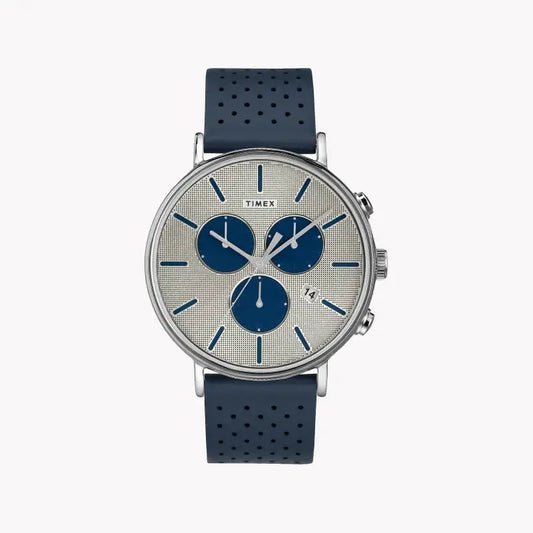 Timex Men's Blue Leather Watch, Silver Dial | Tw2r97700 by TIMEX