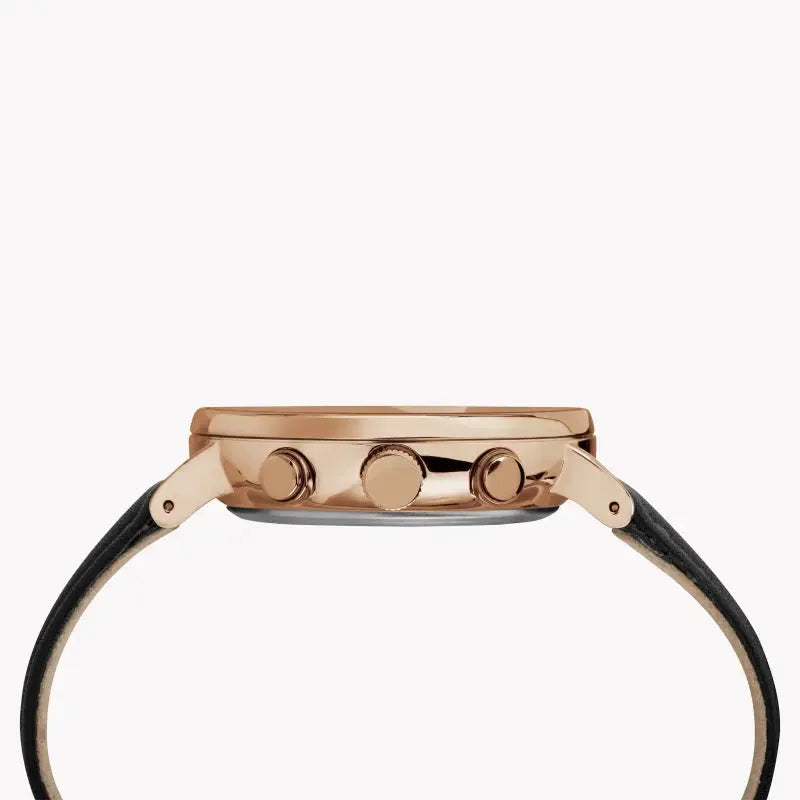 Timex Men's Black Leather Watch, Rose Gold Case | Tw2t11600 by TIMEX