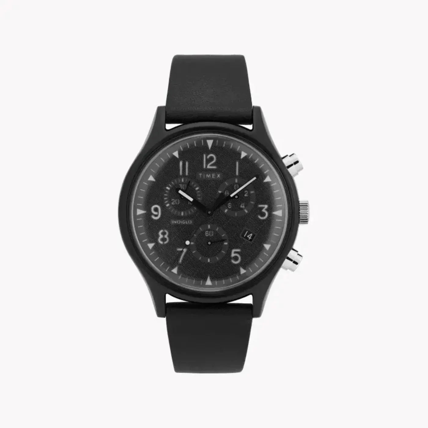 Timex Men's Black Leather Watch, Black Dial | Tw2t29500 by TIMEX