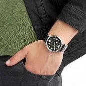 Timex Men's Black Leather Watch, Black Dial | Tw2t29500 by TIMEX