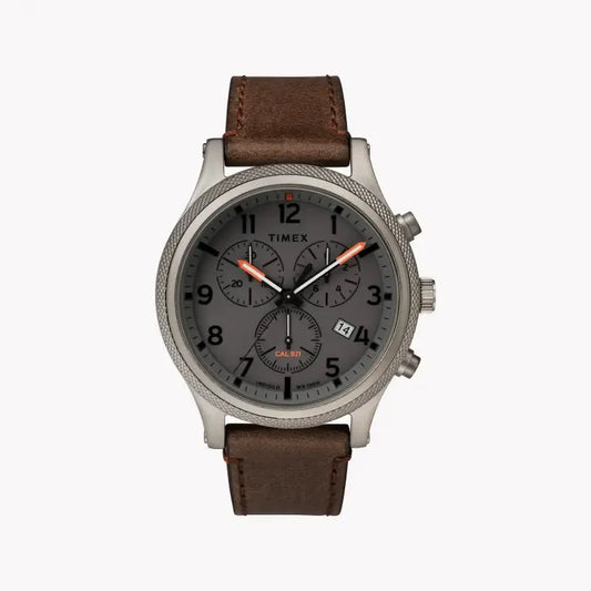 Timex Men's Gray Dial Watch, Brown Leather Strap | Tw2t32800 by TIMEX