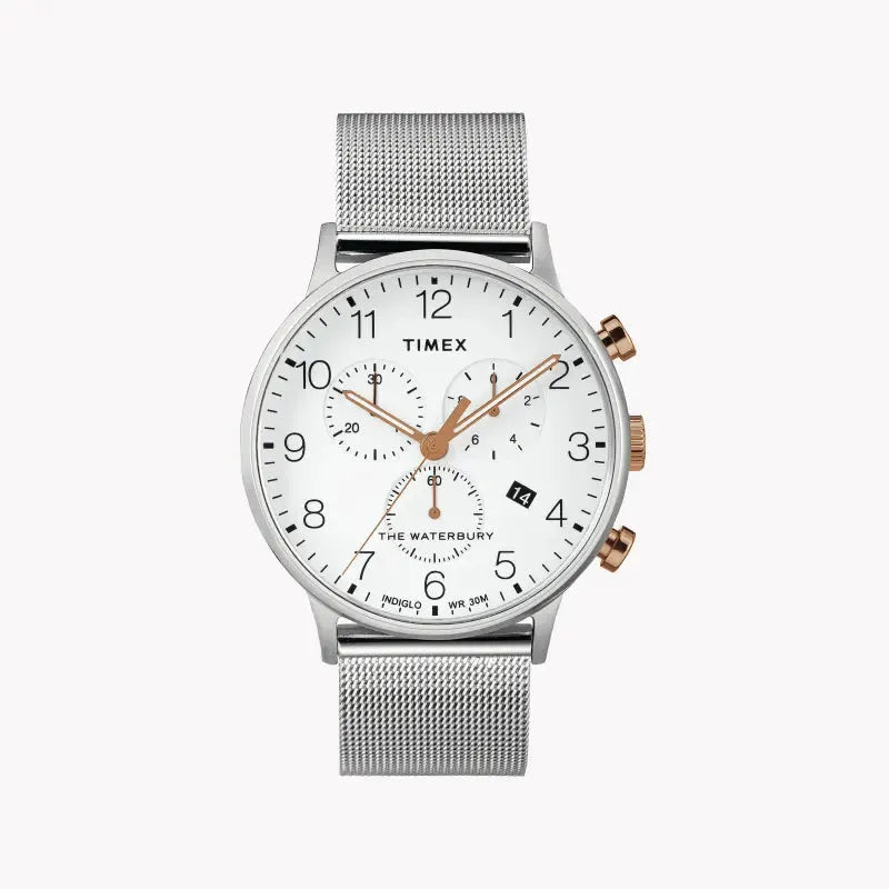 Timex Men's Silver Stainless Steel Watch, White Dial | Tw2t36700 by TIMEX