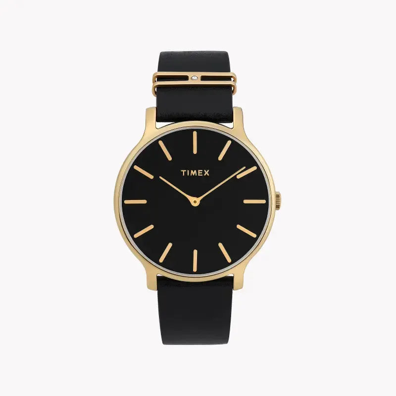 Timex Women's Black Leather Watch, Black Dial | Tw2t45300 by TIMEX