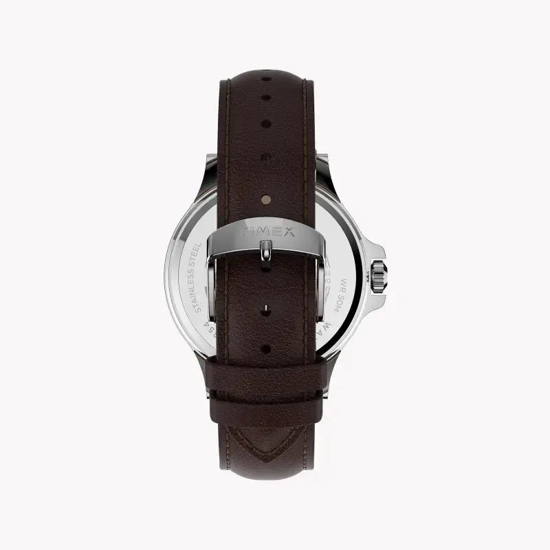 Timex Men's Brown Leather Watch, Blue Dial | Tw2u13000 by TIMEX