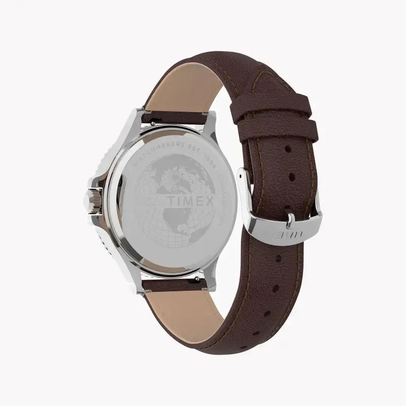 Timex Men's Brown Leather Watch, Blue Dial | Tw2u13000 by TIMEX