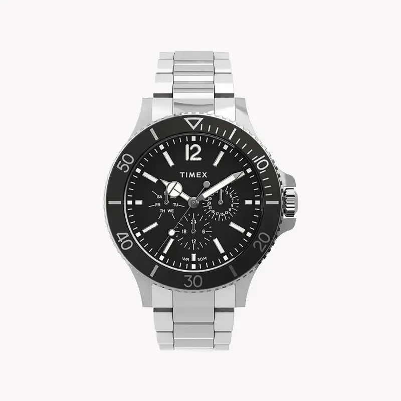 Timex Men's Silver Stainless Steel, Black Dial | Tw2u13100 by TIMEX