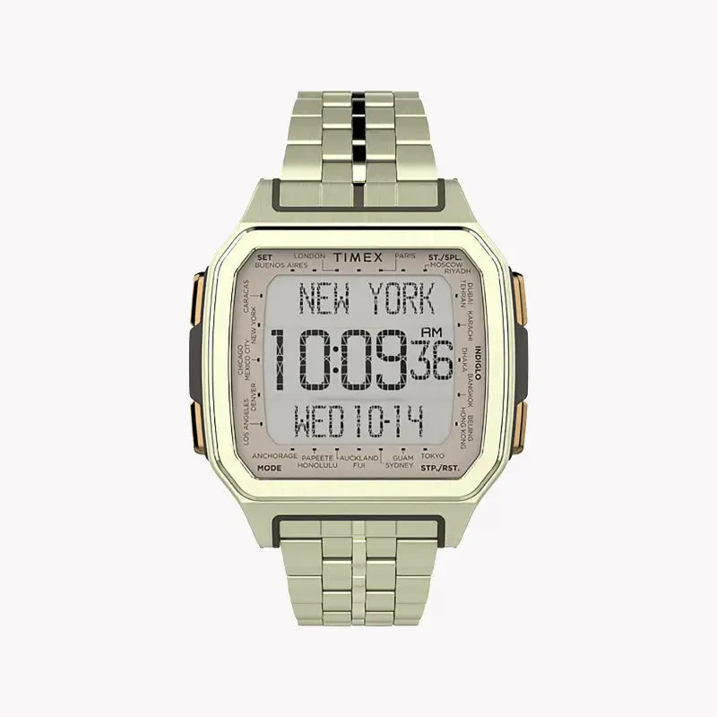 Timex Men's Gold Stainless Steel Watch, Digital Dial | Tw2u17100 by TIMEX