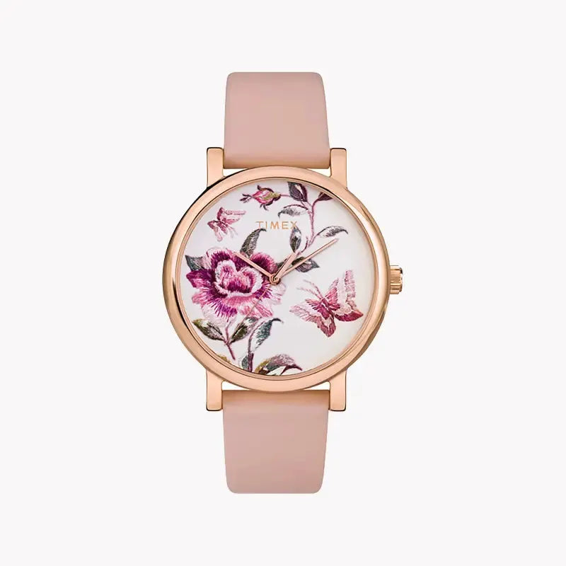 Timex Women's Pink Leather Watch, Pink Dial | Tw2u19300 by TIMEX