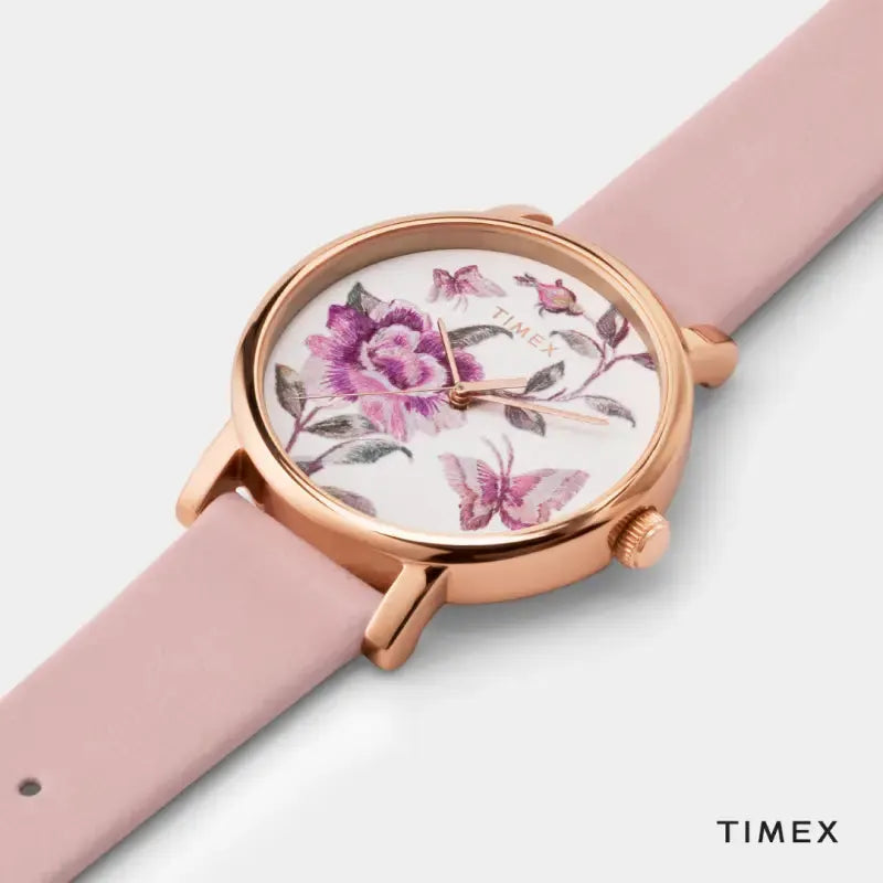 Timex Women's Pink Leather Watch, Pink Dial | Tw2u19300 by TIMEX