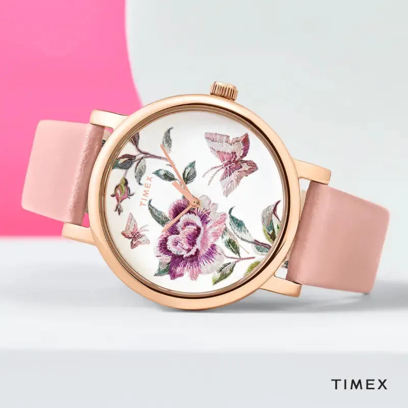 Timex Women's Pink Leather Watch, Pink Dial | Tw2u19300 by TIMEX