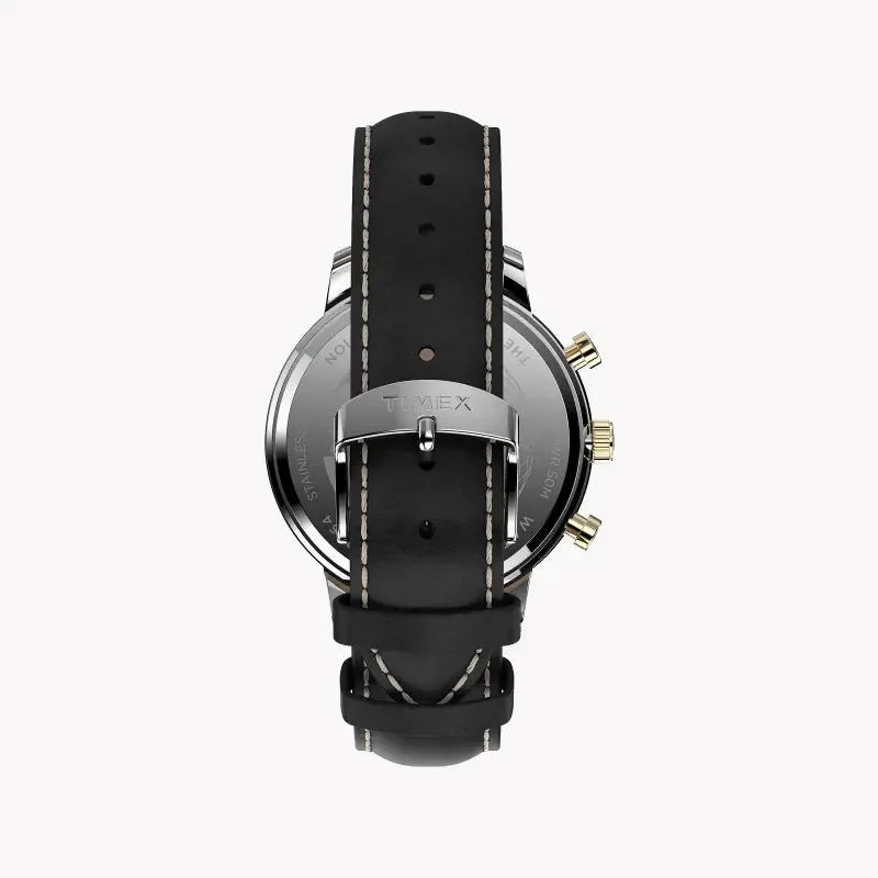 Timex Men's Black Leather Watch, Brass Case | Tw2u39100 by TIMEX