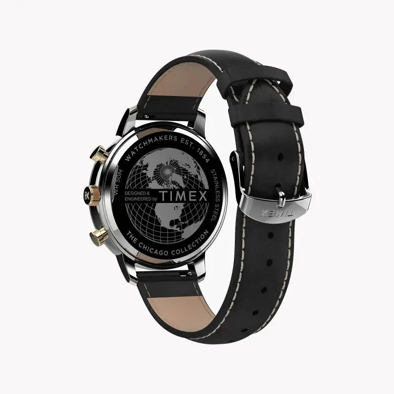 Timex Men's Black Leather Watch, Brass Case | Tw2u39100 by TIMEX