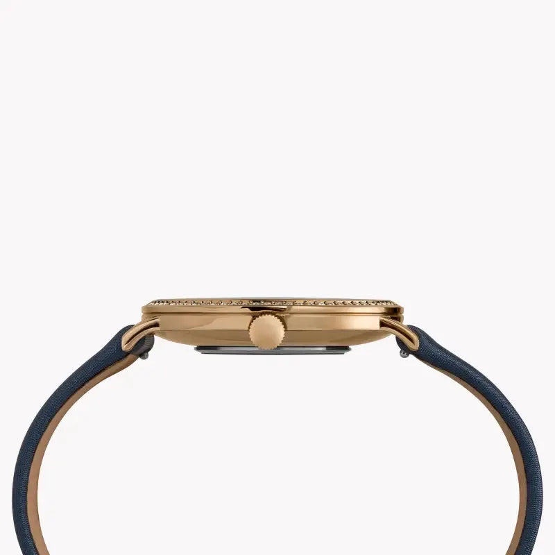 Timex Women's Blue Leather Watch, Brass Case | Tw2u40800 by TIMEX