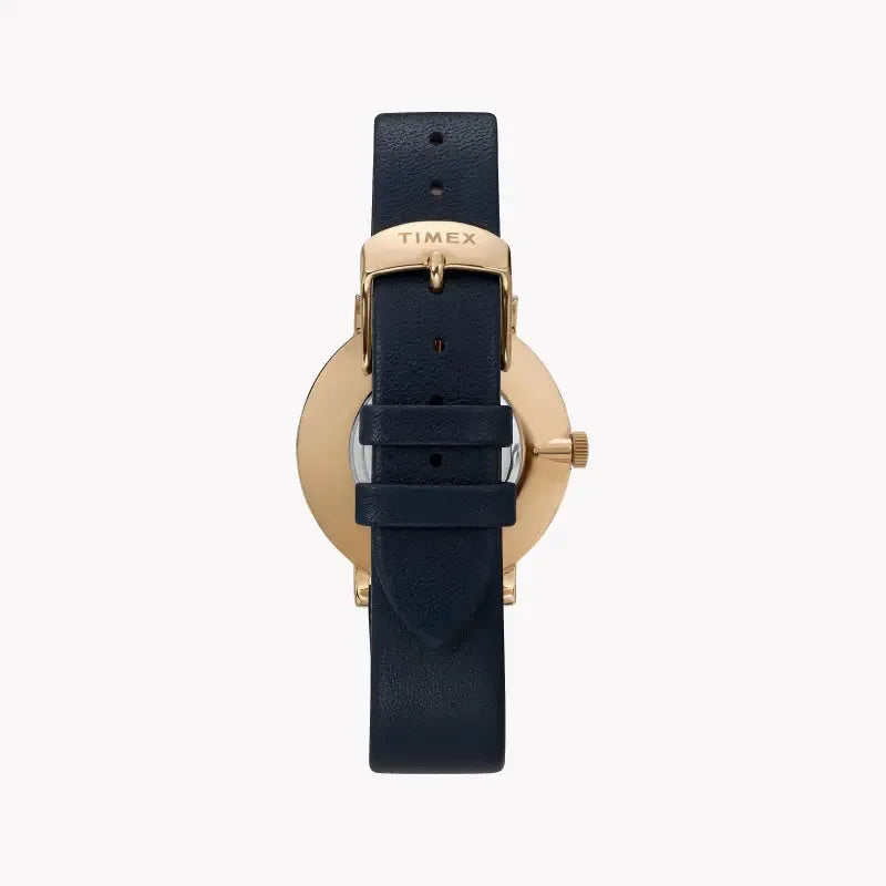 Timex Women's Blue Leather Watch, Brass Case | Tw2u41100 by TIMEX
