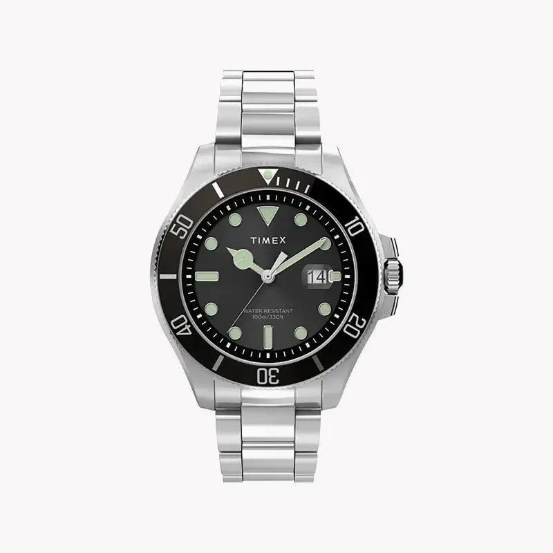Timex Men's Silver Stainless Steel Watch, Black Dial | Tw2u41800 by TIMEX