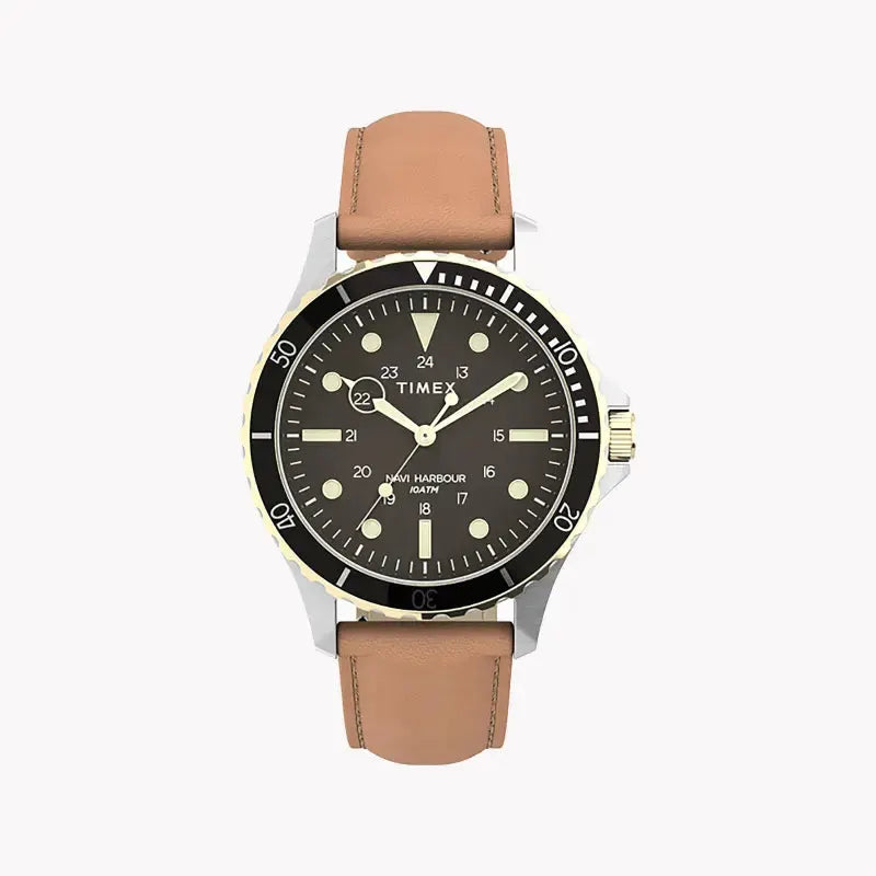 Timex Men's Black Dial Watch, Tan Leather Band | Tw2u55600 by TIMEX