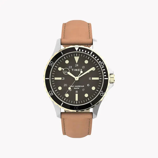 Timex Men's Black Dial Watch, Tan Leather Band | Tw2u55600 by TIMEX
