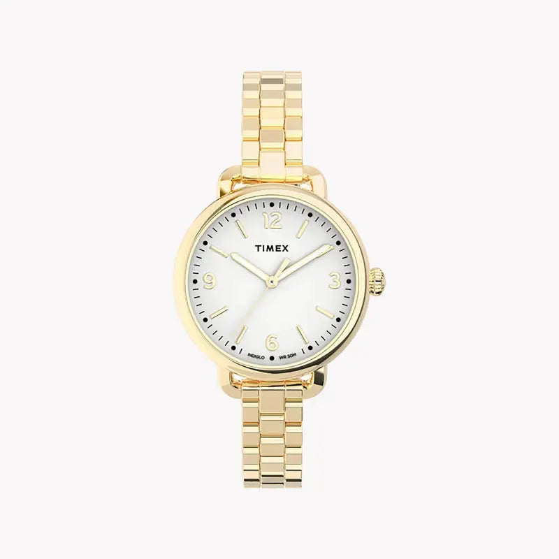Timex Women's Gold Stainless Steel Watch, White Dial | Tw2u60600 by TIMEX