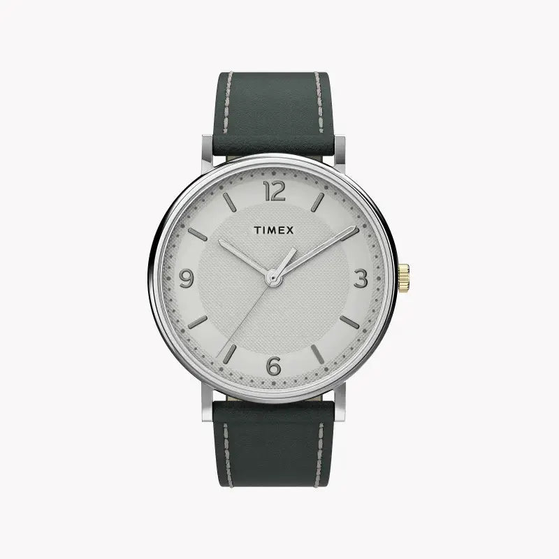 Timex Men's Gray Leather Watch, White Dial | Tw2u67500 by TIMEX