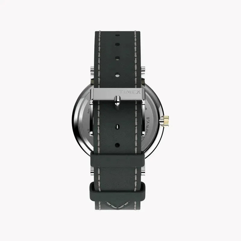Timex Men's Gray Leather Watch, White Dial | Tw2u67500 by TIMEX