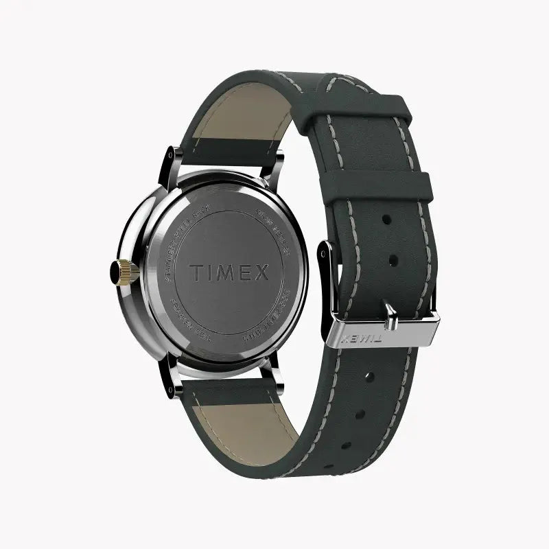 Timex Men's Gray Leather Watch, White Dial | Tw2u67500 by TIMEX