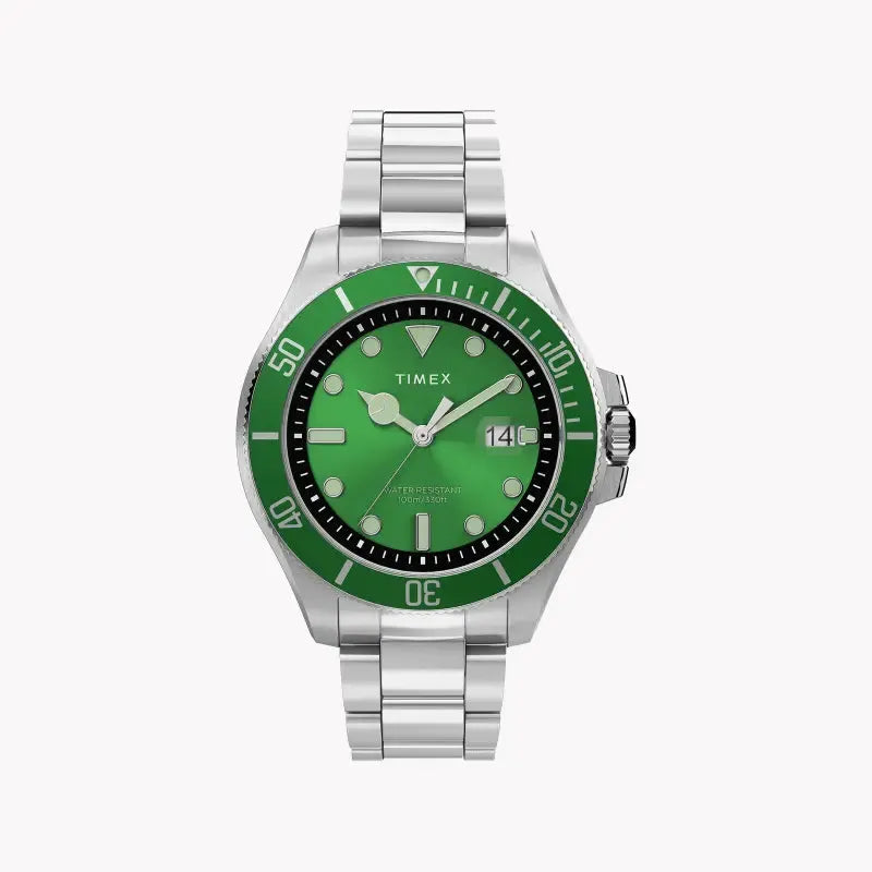 Timex Men's Silver Stainless Steel, Green Dial | Tw2u72000 by TIMEX