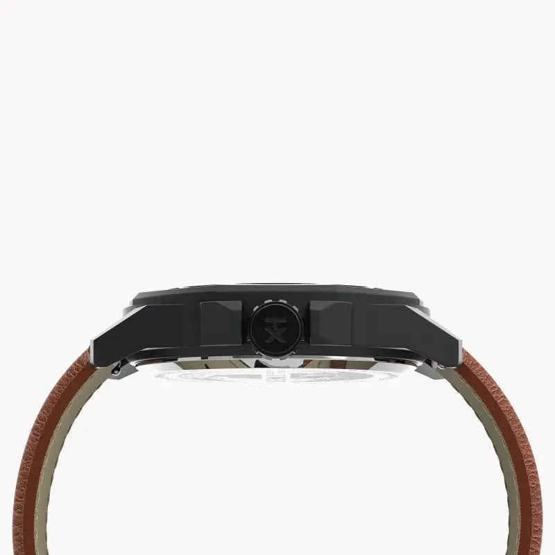 Timex Men's Brown Leather Watch, Gray Dial | Tw2u82200 by TIMEX